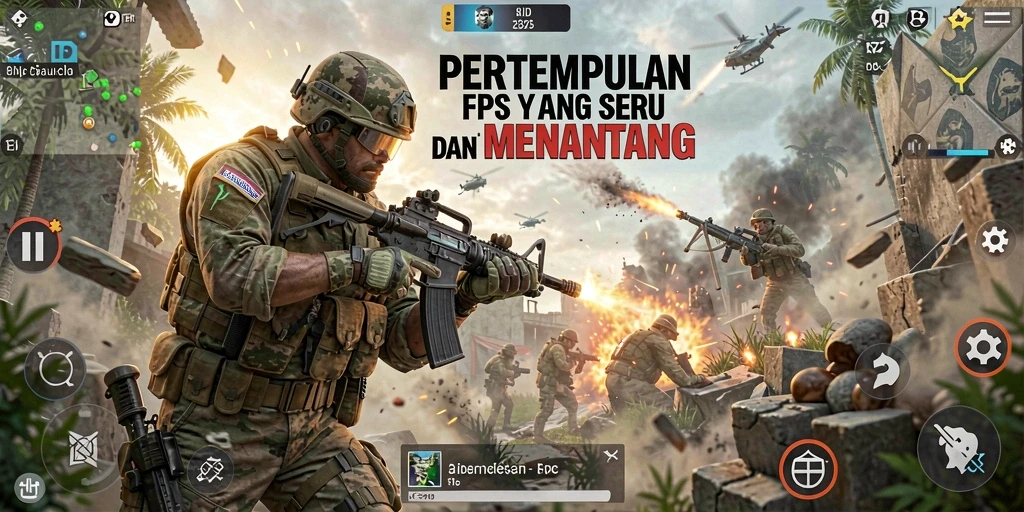 Tampilan gameplay <strong>8ID</strong> yang mendebarkan di medan perang FPS.