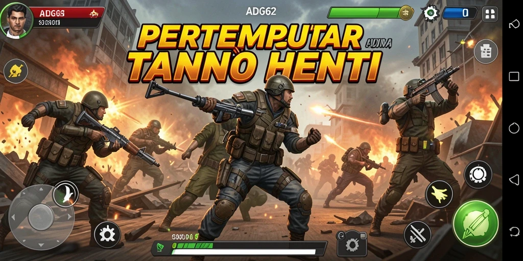 Screenshot gameplay ADG62 menunjukkan aksi pertempuran yang intens dan mendebarkan.