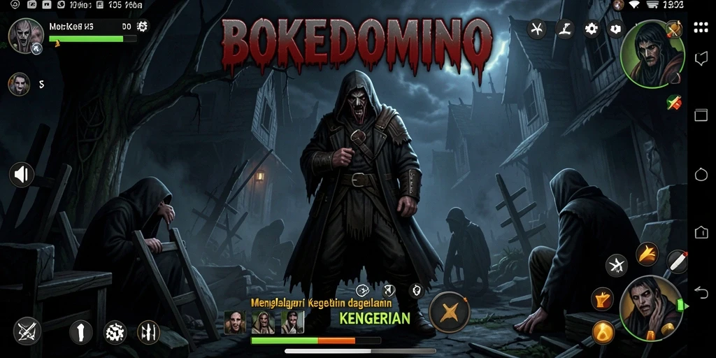 Visual gameplay BOKEDOMINO yang menyeramkan dan menegangkan.