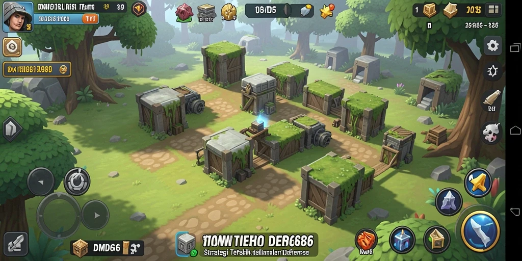 Gameplay DMD686 yang seru dalam menara pertahanan.