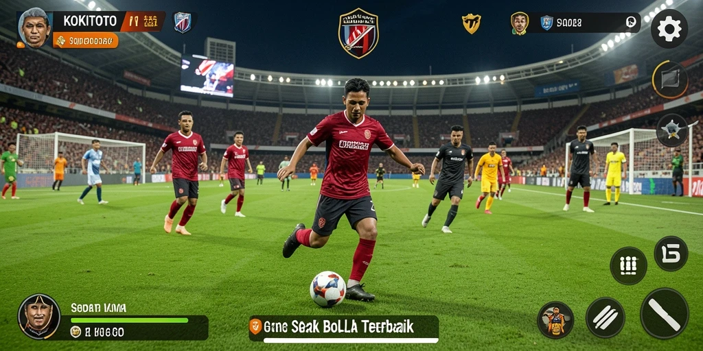 Tampilan gameplay KOKITOTO yang mendebarkan dengan aksi sepak bola nyata.