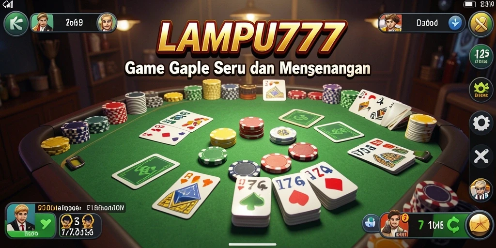 Tampilan gameplay LAMPU777 dengan suasana permainan Gaple yang seru.
