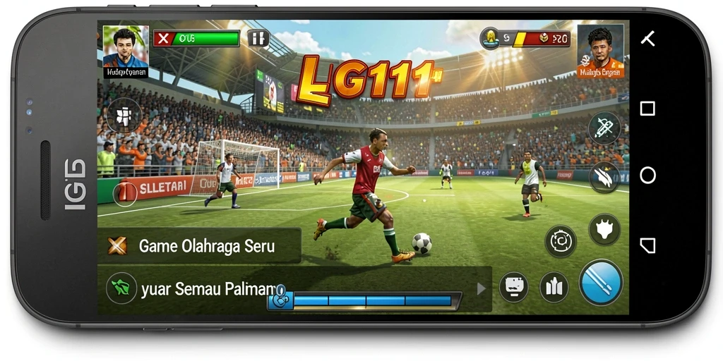 Screenshot utama LG111 menampilkan aksi permainan olahraga yang intens dan seru.