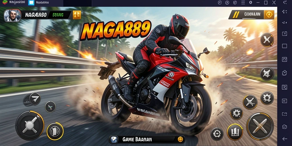 Screenshot NAGA889 menampilkan aksi balapan motor yang mendebarkan.