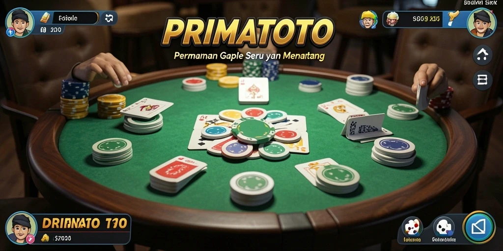 Tampilan gameplay Gaple yang menarik dan seru di PRIMATOTO.