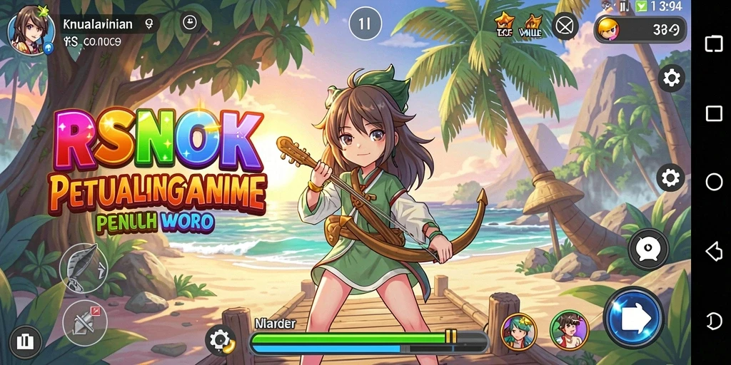 Screenshot utama RSNOK menampilkan karakter anime dalam pertempuran epik.