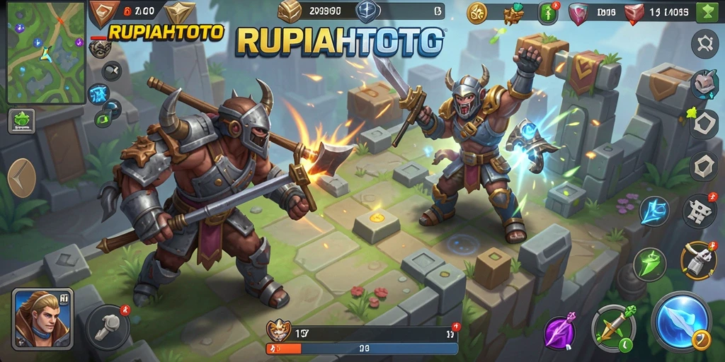 Tangkapan layar gameplay RUPIAHTOTO yang menunjukkan pertarungan Tower Defense yang mendebarkan.