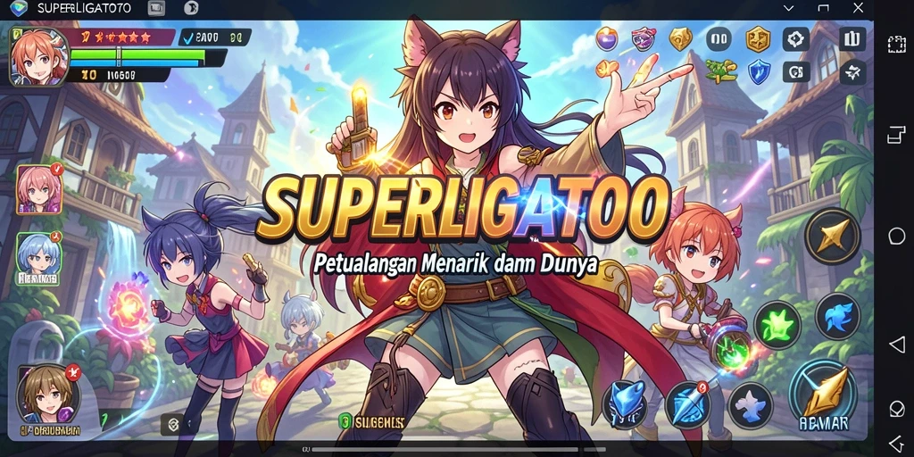 Tampilan gameplay SUPERLIGATOTO yang menakjubkan dengan karakter anime.