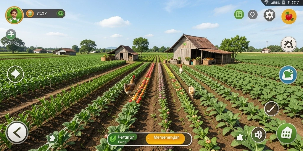 Tangkapan layar V07 menampilkan gameplay Farming yang menarik.